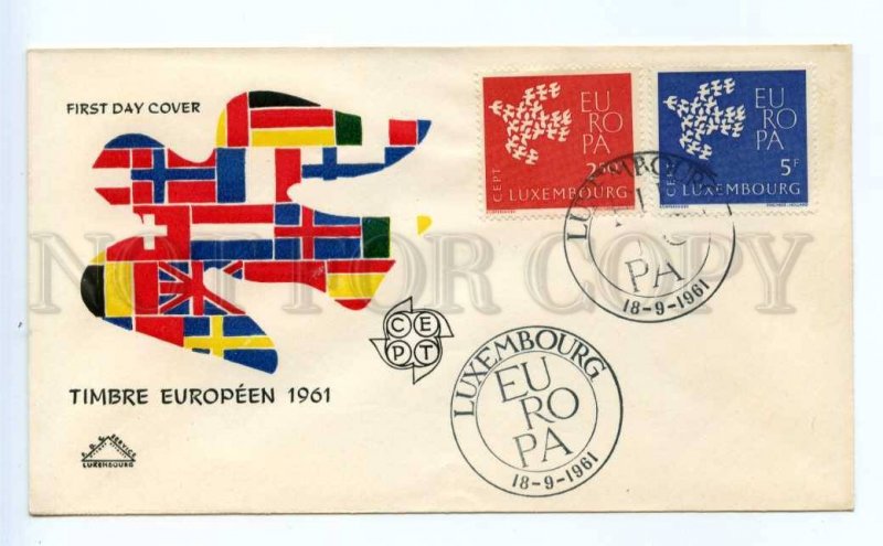 418923 LUXEMBOURG 1961 year EUROPA CEPT FLAGS First Day COVER