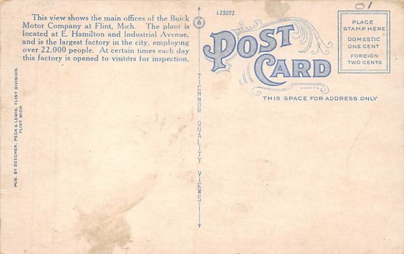 Buick Motor Company Main Office Flint MI 