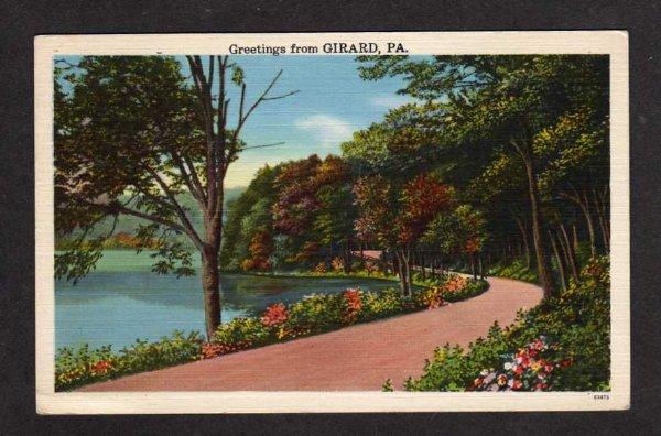 PA Greetings from GIRARD PENN Postcard Linen Postcard Pennsylvania