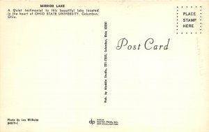 Columbus Ohio 1960s Postcard Ohio State University Mirro Lake in Winter
