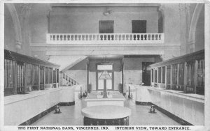 Vincennes Indiana First National Bank Interior Vintage Postcard AA63250