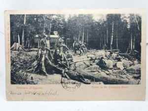 Men with Nets Picnicing on St Lawrence River Quebec Canada Vtg Postcard c1906