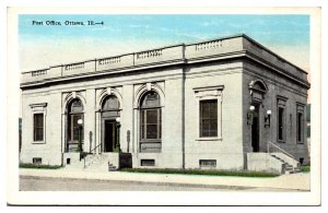 Vintage US Post Office, Ottawa, IL Postcard