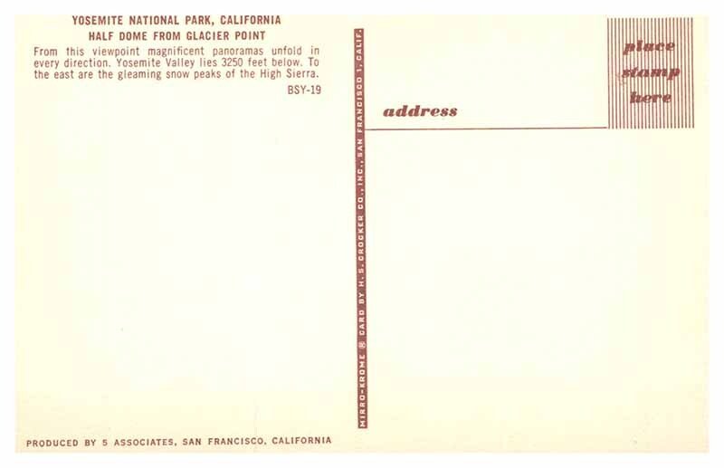 POSTCARD SCENE Yosemite National Park California CA AQ5118