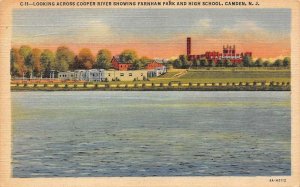 CAMDEN, New Jersey NJ    FARNHAM PARK & HIGH SCHOOL~Cooper River   1950 Postcard