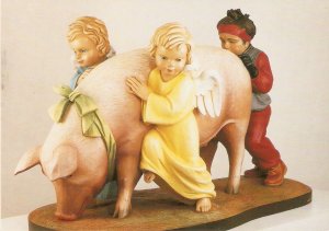 Ushering in Banality, by Jeff Koons. Fine art, sculpture, modern German postc