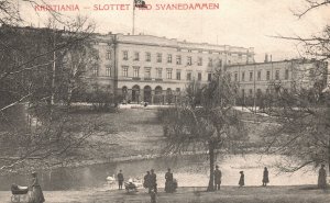 Vintage Postcard 1910's Kristiania Slottet Med Svanedammen Norway