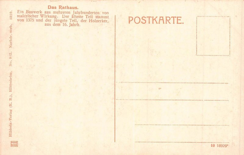 A029 Germany Hildesheim Town hall vintage postcard