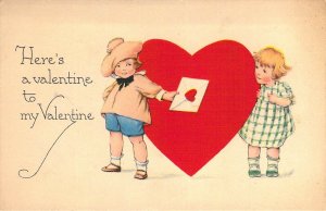 c.1907, Gibson, Beautiful Kids and Heart.  Valentine, Old Postcard