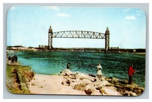Vintage 1940's Postcard Railroad Bridge Over Cape Cod Canal Massachusetts