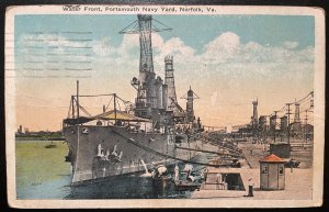 Vintage Postcard 1926 Portsmouth Navy Yard, Water Front, Norfolk, Virginia (VA)