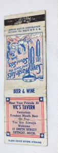 Vic's Tavern Detroit MI Conservation Rationing PSA 20 Strike Matchbook Cover