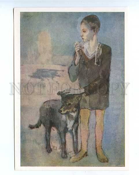 181317 FRANCE boy with dog by Pablo Picasso old postcard