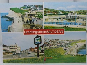 Vintage Postcard Multiview Saltdean Longridge Ave Lido Promenade Cliffs 1970s