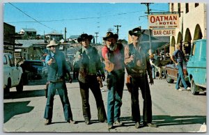 Oatman Arizona 1970s Postcard Gunfighters Shoot Out Gang ROUTE 66 posted later