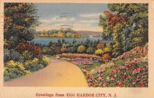 Egg Harbor City New Jersey Greetings From scenic view linen antique pc Z26325