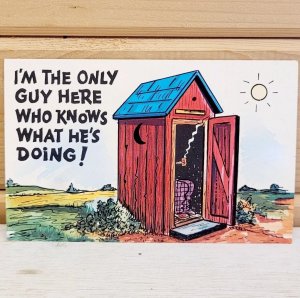 Vintage Postcard Plastichrome 1950s Humor Outhouse 3.5 x 5.5 Unused CHROME