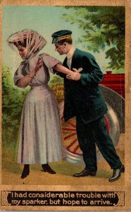 Romantic Couple I Had Considerable Trouble With My Sparker 1910