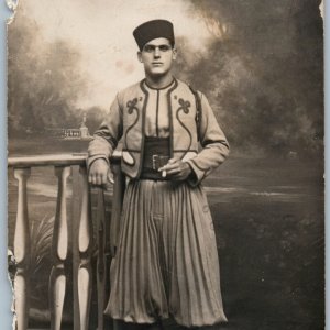 c1940s Algeria RPPC Tirailleur Military Costume Man Dress Fashion French A187