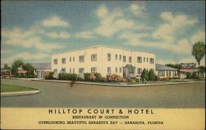 Sarasota FL Hilltop Court & Hotel Restaurant Old Linen Po...