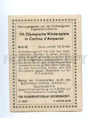 166954 VII Olympic ICE-HOCKEY Italy Austria CIGARETTE card