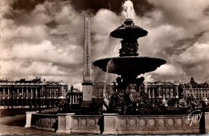 France Paris Place de la Concorde Fountain 1951 Real Photo