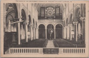 Postcard Nave of Archabbey Church St Vincent College Latrobe PA