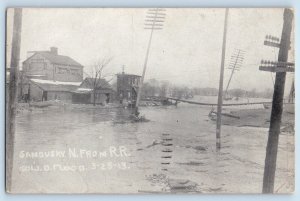 Columbus Ohio OH Postcard Sandusky N From R R Cols O Flood 1913 Antique Posted