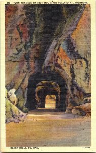 Twin Tunnels Iron Mountain Black Hills SD Vintage Standard View Postcard