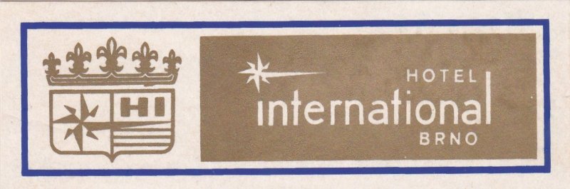 Czechoslovakia Brno Hotel International Vintage Luggage Label sk3664