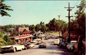 Muskoka Lakes, Canada PORT CARLING STREET SCENE 50's Cars~Stores~Bridge Postcard