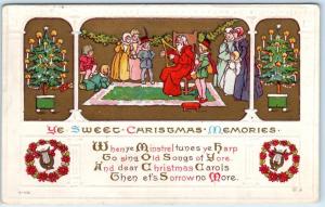 Arts and Crafts  Embossed  YE SWEET CHRISTMAS MEMORIES  1915  Postcard