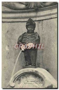 Old Postcard Brussels Manneken Pis and holding Jas