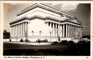 National Archives Buildings Washington D.C. Old Cars Beautiful RPPC Postcard Z14