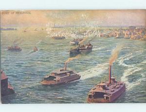 Pre-1907 FERRY BOATS FOR HORSE CARRIAGES IN FOREGROUND New York City NY F4624