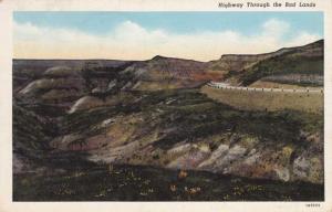 Highway through the Bad Lands - (South Dakota assumed) - pm 1940 - Linen