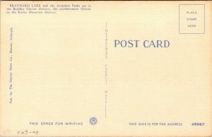 Vtg 1930's Braynard Lake Arapahoe Peaks Man Fishing Colorado CO Linen Postcard