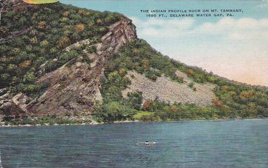 Pennsylvania Delaware Water Gap The Indian Profile Rock On Mountain Tammany 1...