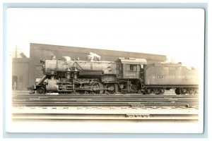 1935 B&O Locomotive 2688 Train Grafton Station Ohio OH RPPC Photo Postcard 