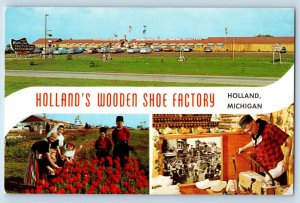 Holland Michigan MI Postcard Holland Wooden Shoe Factory Multiview 1960 Unposted