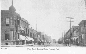 Main Street Looking North Fremont Nebraska 1910c postcard