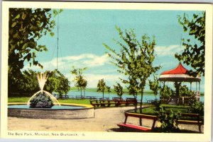 Postcard FOUNTAIN SCENE Moncton New Brunswick NB AK5315