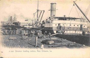 Steamer Loading Cotton at Docks New Orleans Louisiana 1905c Rotograph postcard