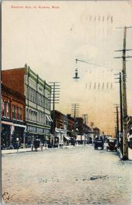 Alpena MI Second Avenue N. Michigan c1907 Postcard E60