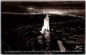 Will Rogers Shrine Of Fun Cheyenne Mountain At Night Colorado Springs Postcard