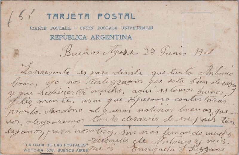 Argentina Buenos Aires Calle de Santa Fe Vintage Postcard C045