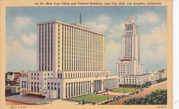 California Los Angeles Post Office Federal Building and City Hall Curteich