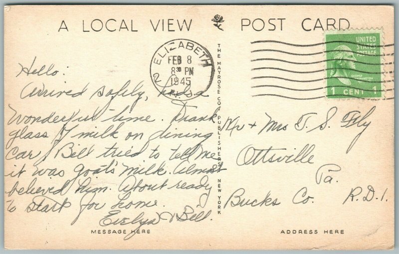 ELIZABETH NJ NEWARK AVENUE UNDIVIDED ANTIQUE POSTCARD