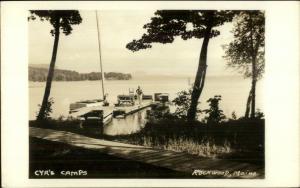 Rockwood ME Cyr's Camps Dock c1920s-30s Real Photo Postcard