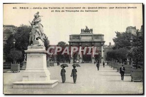 Postcard Old Paris Tuileries gardens and monument When Meme By Antoine Mercie